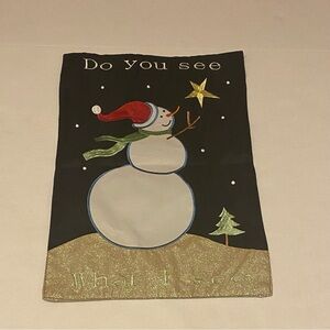 Do You See What I See Navy Blue and White Snowman Winter Garden Flags